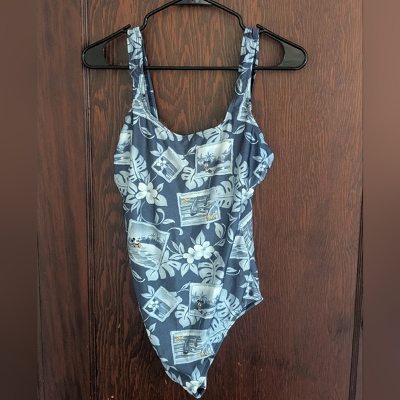 Disney Blue Hawaiian Minnie Mouse Vacation Swimsuit Size 16 - Picture 1 of 6